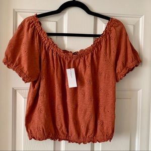 American Eagle Eyelet Crop Top - Burnt Orange